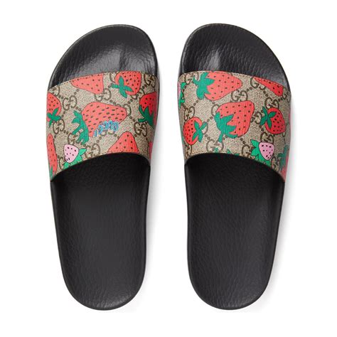 gucci floral slides blue|gucci slides with strawberry.